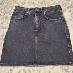 Zara black denim mini skirt